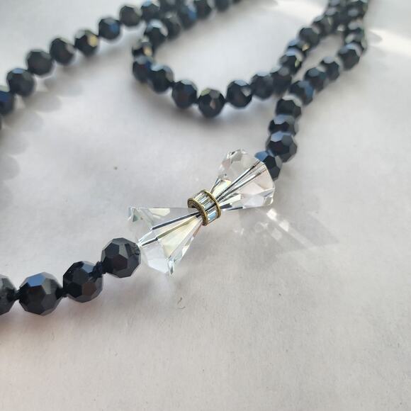 HEIDI DAUS "Full Of Possibilities" black Necklace Swarovski Crystal Long Bow - Picture 2 of 10